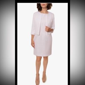 New Danillo Women's 10 Topper Jacket & Sleeveless Missy Dress Suit Texture White